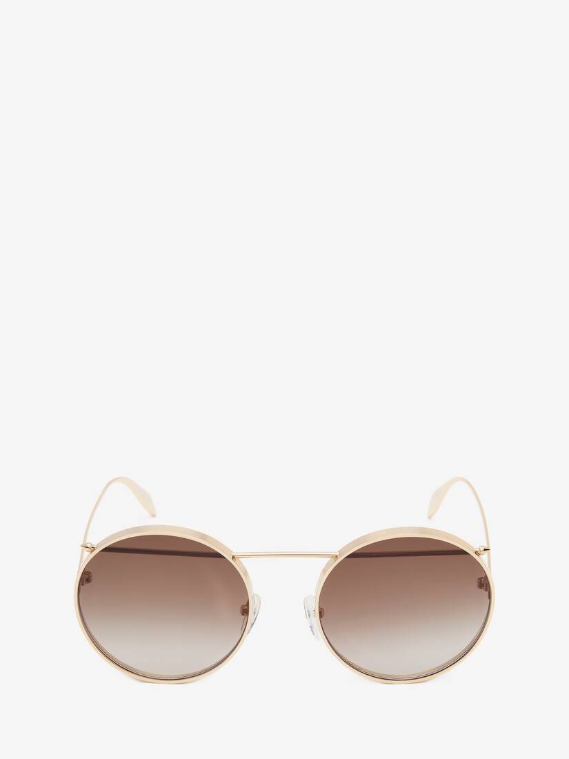 Gafas De Sol Alexander McQueen Metal Piercing Frame Mujer - Marrom/Dorados - Mexico 276-UIETVZ